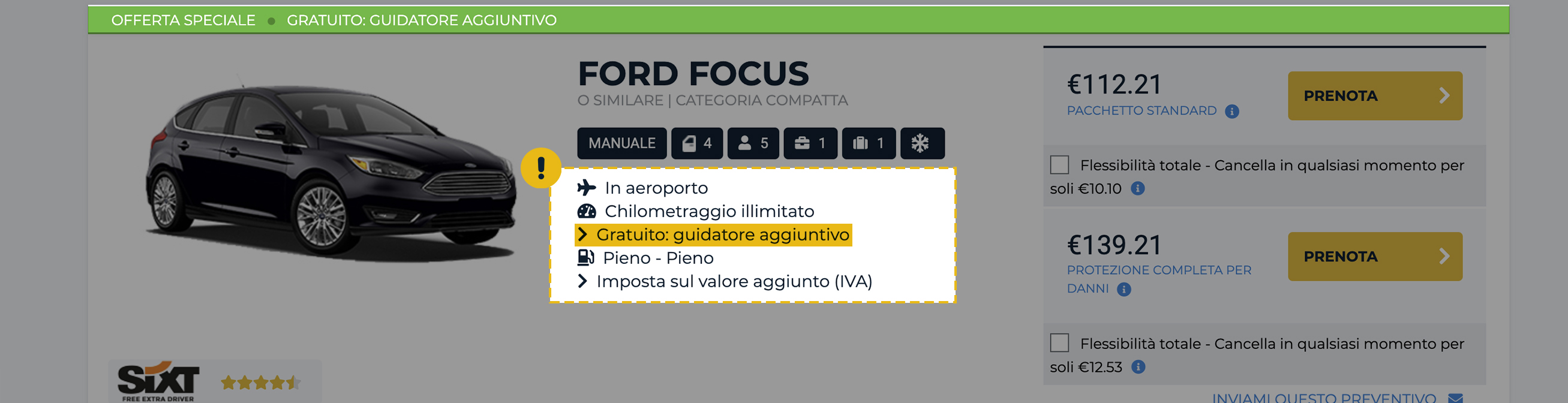 Offerte con guidatore aggiuntivo gratuito